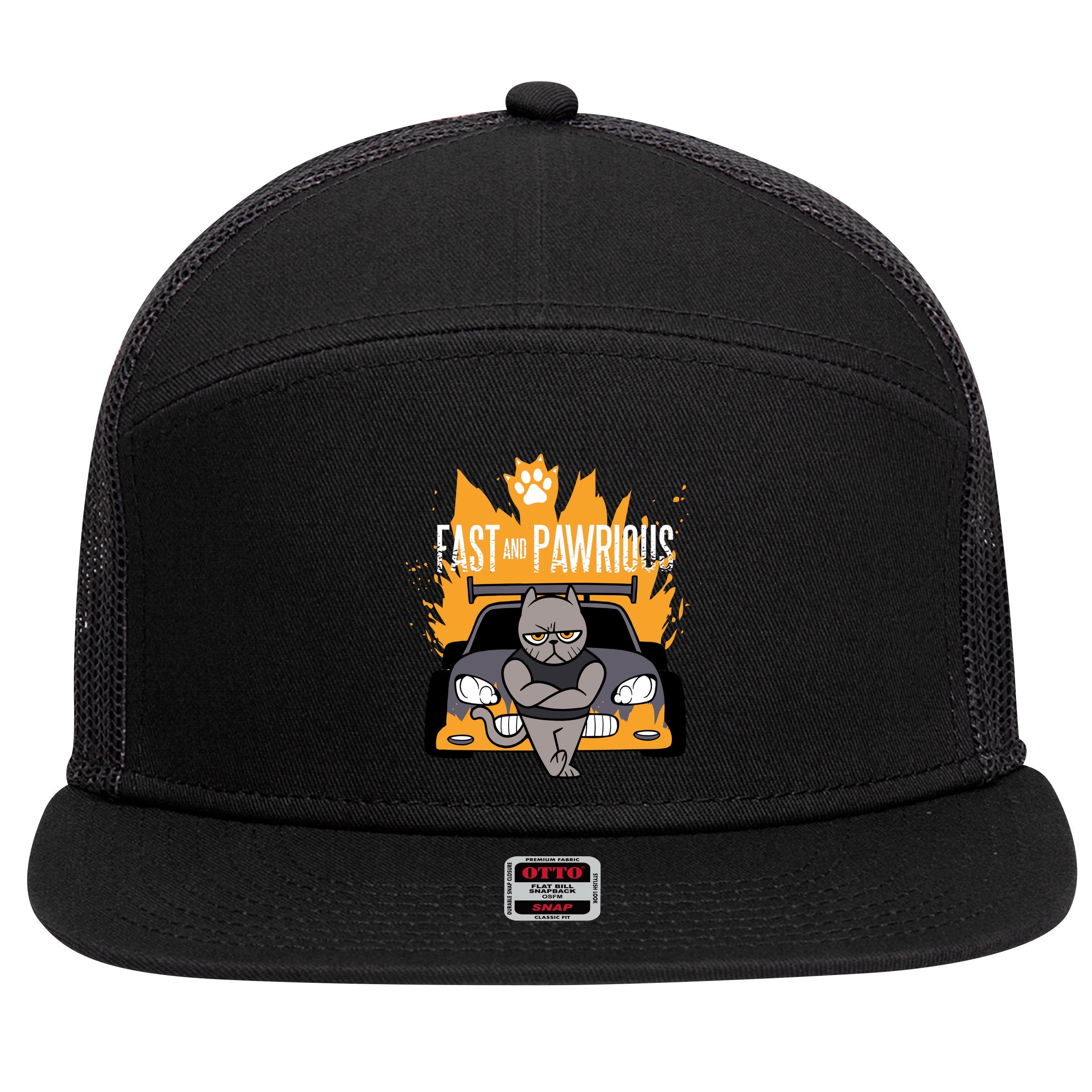 Fast And Pawrious 7 Panel Mesh Trucker Snapback Hat