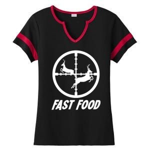 Fast Food Hunting Deer Ladies Halftime Notch Neck Tee