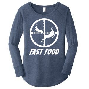 Fast Food Hunting Deer Women's Perfect Tri Tunic Long Sleeve Shirt