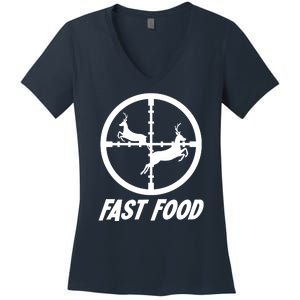 Fast Food Hunting Deer Women's V-Neck T-Shirt