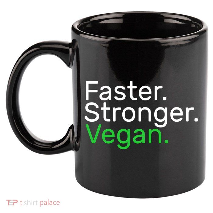 Faster Stronger Vegan 11oz C Handle Ceramic Mug