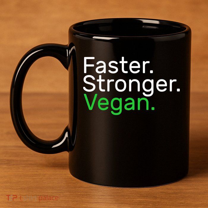 Faster Stronger Vegan 11oz C Handle Ceramic Mug