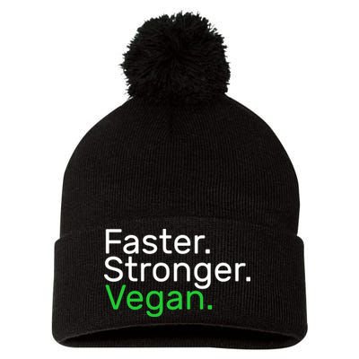 Faster Stronger Vegan Pom Pom 12in Knit Beanie