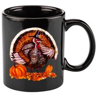 Fat Turkey Pumpkin Scene 11oz C Handle Ceramic Mug