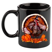 Fat Turkey Pumpkin Scene 11oz C Handle Ceramic Mug