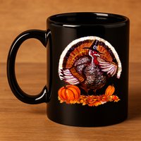 Fat Turkey Pumpkin Scene 11oz C Handle Ceramic Mug