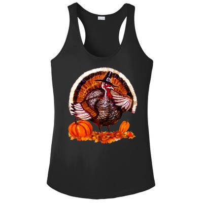 Fat Turkey Pumpkin Scene Ladies PosiCharge Competitor Racerback Tank