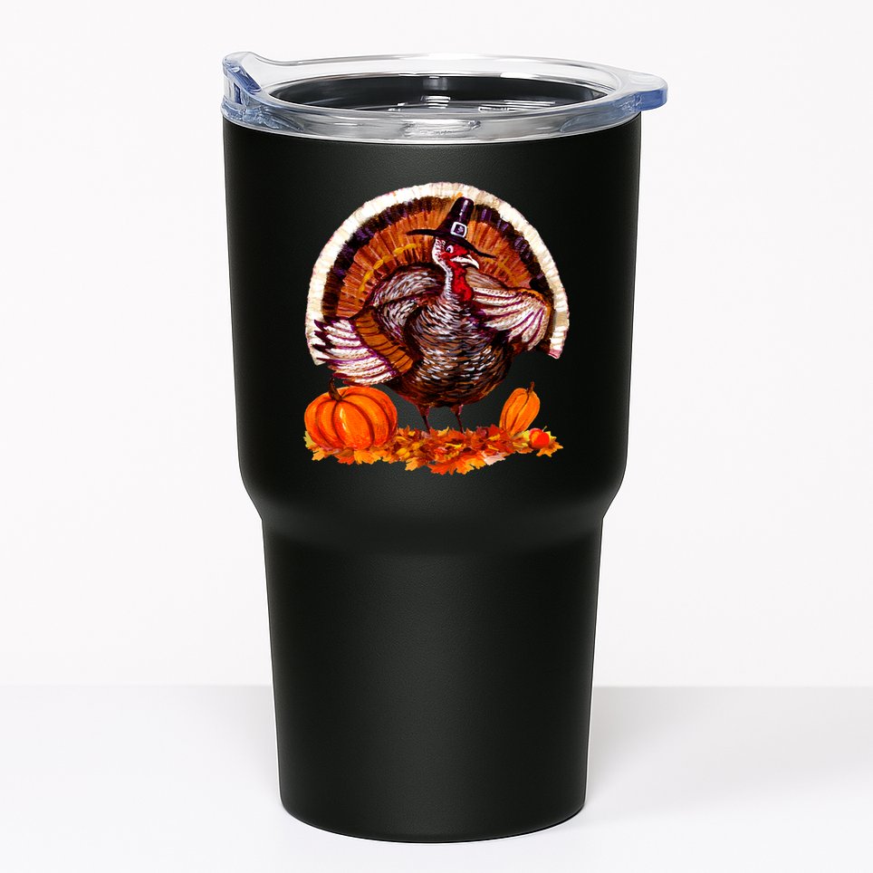 Fat Turkey Pumpkin Scene Tumbler