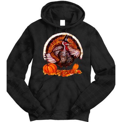 Fat Turkey Pumpkin Scene Tie Dye Hoodie