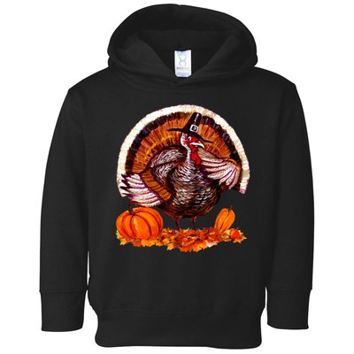 Fat Turkey Pumpkin Scene Toddler Hoodie