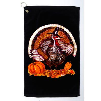 Fat Turkey Pumpkin Scene Golf Towel