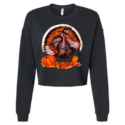 Fat Turkey Pumpkin Scene Cropped Pullover Crew