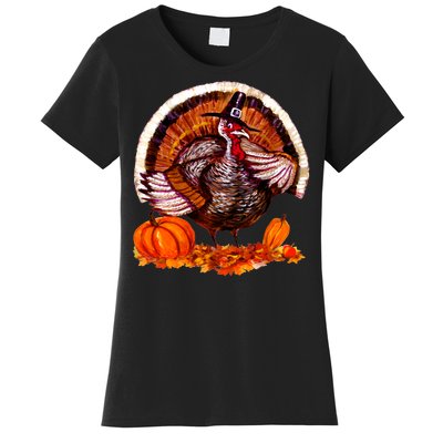 Fat Turkey Pumpkin Scene Women's T-Shirt