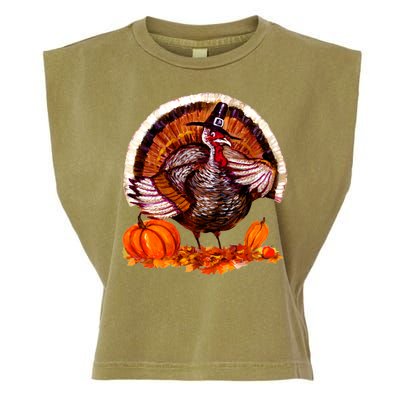 Fat Turkey Pumpkin Scene Garment-Dyed Women's Muscle Tee