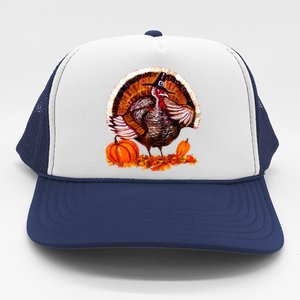 Fat Turkey Pumpkin Scene Trucker Hat