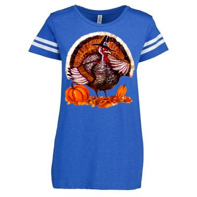 Fat Turkey Pumpkin Scene Enza Ladies Jersey Football T-Shirt