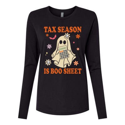 Funny Accountant Tax Season Is Boo Sheet CPA Halloween Ghost Womens Cotton Relaxed Long Sleeve T-Shirt