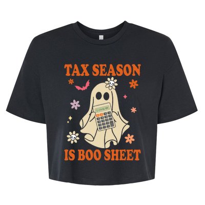 Funny Accountant Tax Season Is Boo Sheet CPA Halloween Ghost Bella+Canvas Jersey Crop Tee