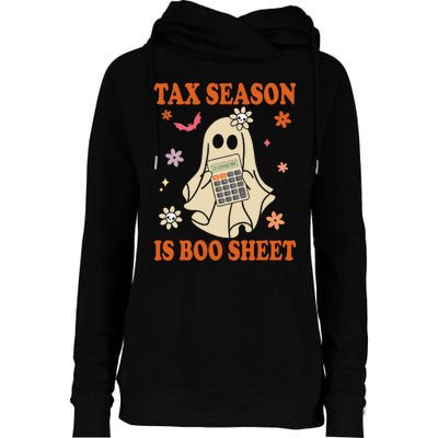 Funny Accountant Tax Season Is Boo Sheet CPA Halloween Ghost Womens Funnel Neck Pullover Hood