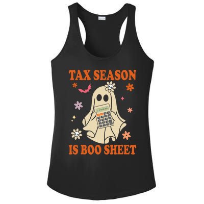 Funny Accountant Tax Season Is Boo Sheet CPA Halloween Ghost Ladies PosiCharge Competitor Racerback Tank