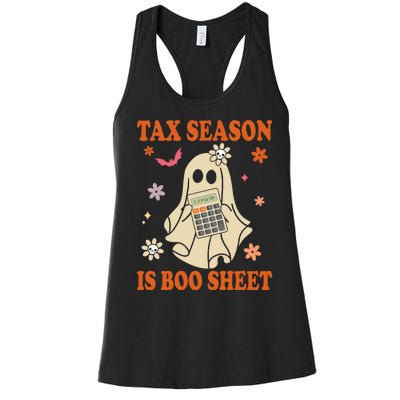 Funny Accountant Tax Season Is Boo Sheet CPA Halloween Ghost Women's Racerback Tank