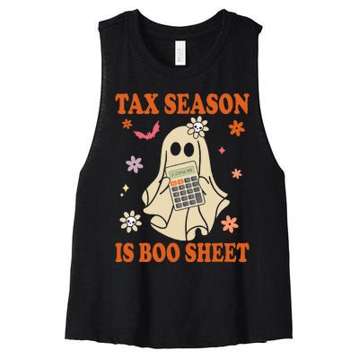 Funny Accountant Tax Season Is Boo Sheet CPA Halloween Ghost Women's Racerback Cropped Tank