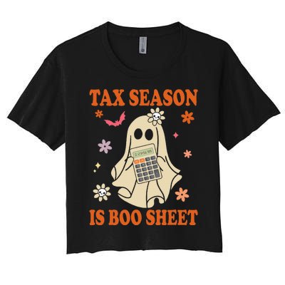 Funny Accountant Tax Season Is Boo Sheet CPA Halloween Ghost Women's Crop Top Tee