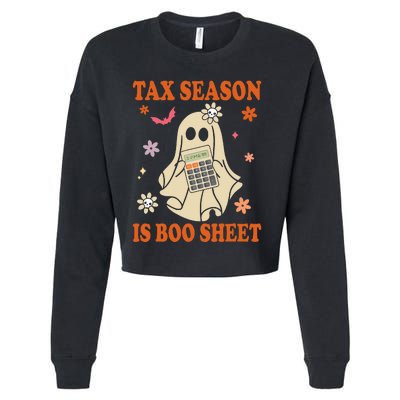 Funny Accountant Tax Season Is Boo Sheet CPA Halloween Ghost Cropped Pullover Crew