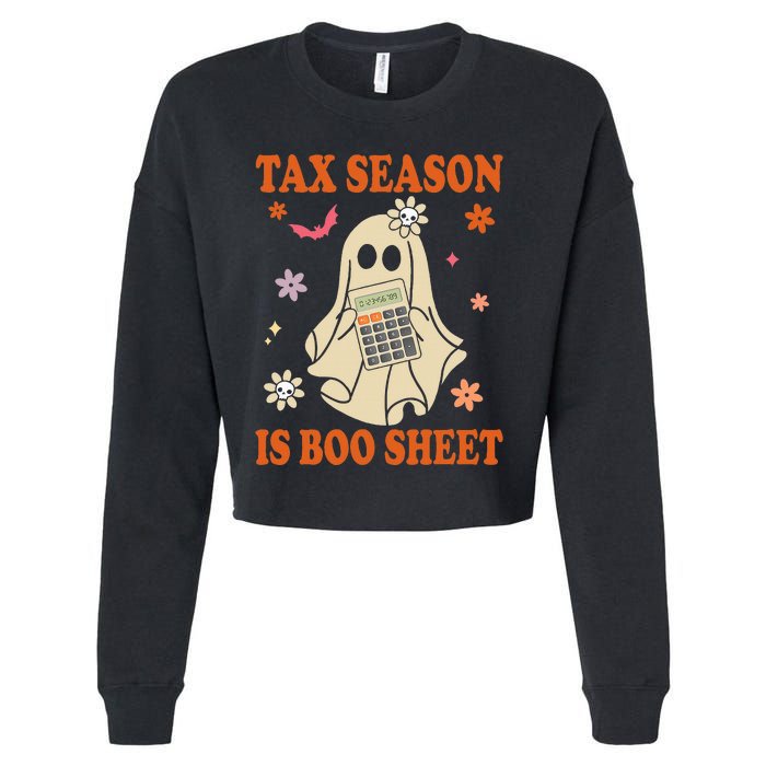 Funny Accountant Tax Season Is Boo Sheet CPA Halloween Ghost Cropped Pullover Crew