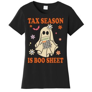 Funny Accountant Tax Season Is Boo Sheet CPA Halloween Ghost Women's T-Shirt