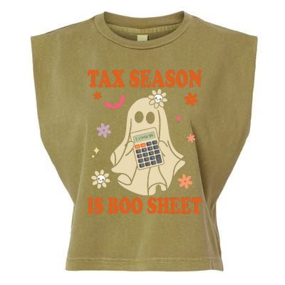 Funny Accountant Tax Season Is Boo Sheet CPA Halloween Ghost Garment-Dyed Women's Muscle Tee