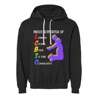 Funny Ahh Tees Proud Supporter Of Lebron Giving Back To The Qommunity Garment-Dyed Fleece Hoodie