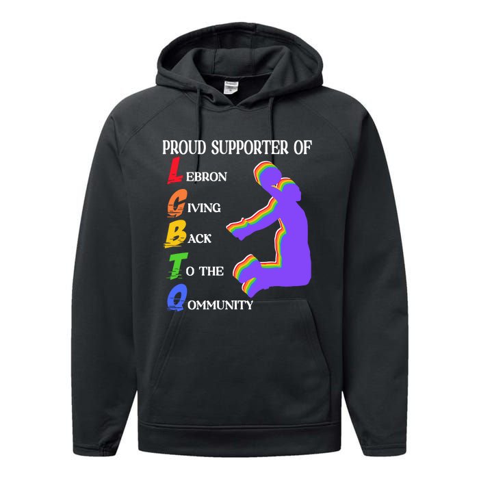 Funny Ahh Tees Proud Supporter Of Lebron Giving Back To The Qommunity Performance Fleece Hoodie