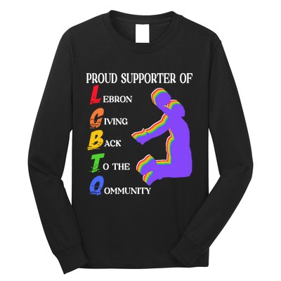 Funny Ahh Tees Proud Supporter Of Lebron Giving Back To The Qommunity Long Sleeve Shirt