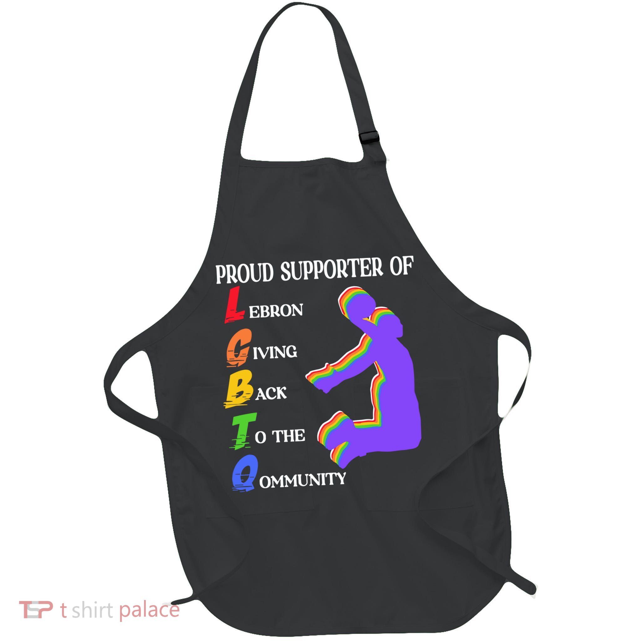 Funny Ahh Tees Proud Supporter Of Lebron Giving Back To The Qommunity Full-Length Apron With Pockets