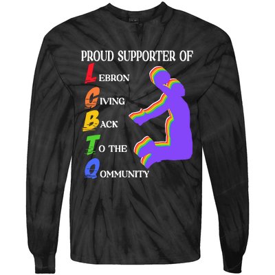 Funny Ahh Tees Proud Supporter Of Lebron Giving Back To The Qommunity Tie-Dye Long Sleeve Shirt