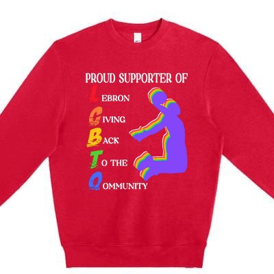 Funny Ahh Tees Proud Supporter Of Lebron Giving Back To The Qommunity Premium Crewneck Sweatshirt