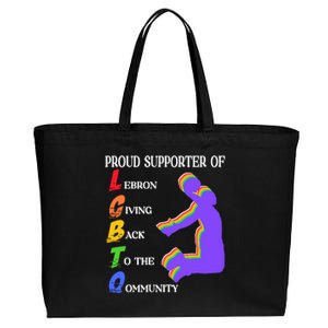 Funny Ahh Tees Proud Supporter Of Lebron Giving Back To The Qommunity Cotton Canvas Jumbo Tote