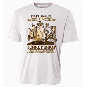 First Annual Turkey Drop Thanksgiving Day As God My Witness Cooling Performance Crew T-Shirt