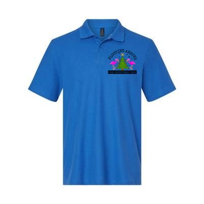 Flocking Around The Christmas Tree Pink Flamingo Christmas Gift Softstyle Adult Sport Polo