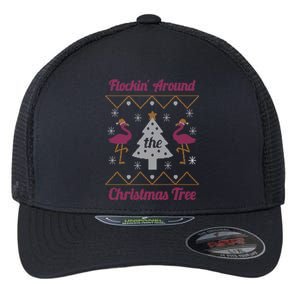 Flockin Around The Christmas Tree Flamingo Ugly Christmas Cool Gift Flexfit Unipanel Trucker Cap