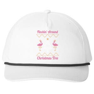 Flockin Around The Christmas Tree Flamingo Ugly Christmas Cool Gift Snapback Five-Panel Rope Hat