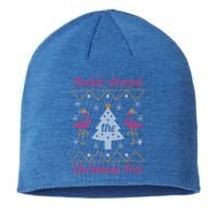 Flockin Around The Christmas Tree Flamingo Ugly Christmas Cool Gift Sustainable Beanie