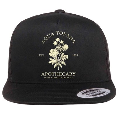 Feminist Aqua Tofana Apothecary Vintage Design Flat Bill Trucker Hat