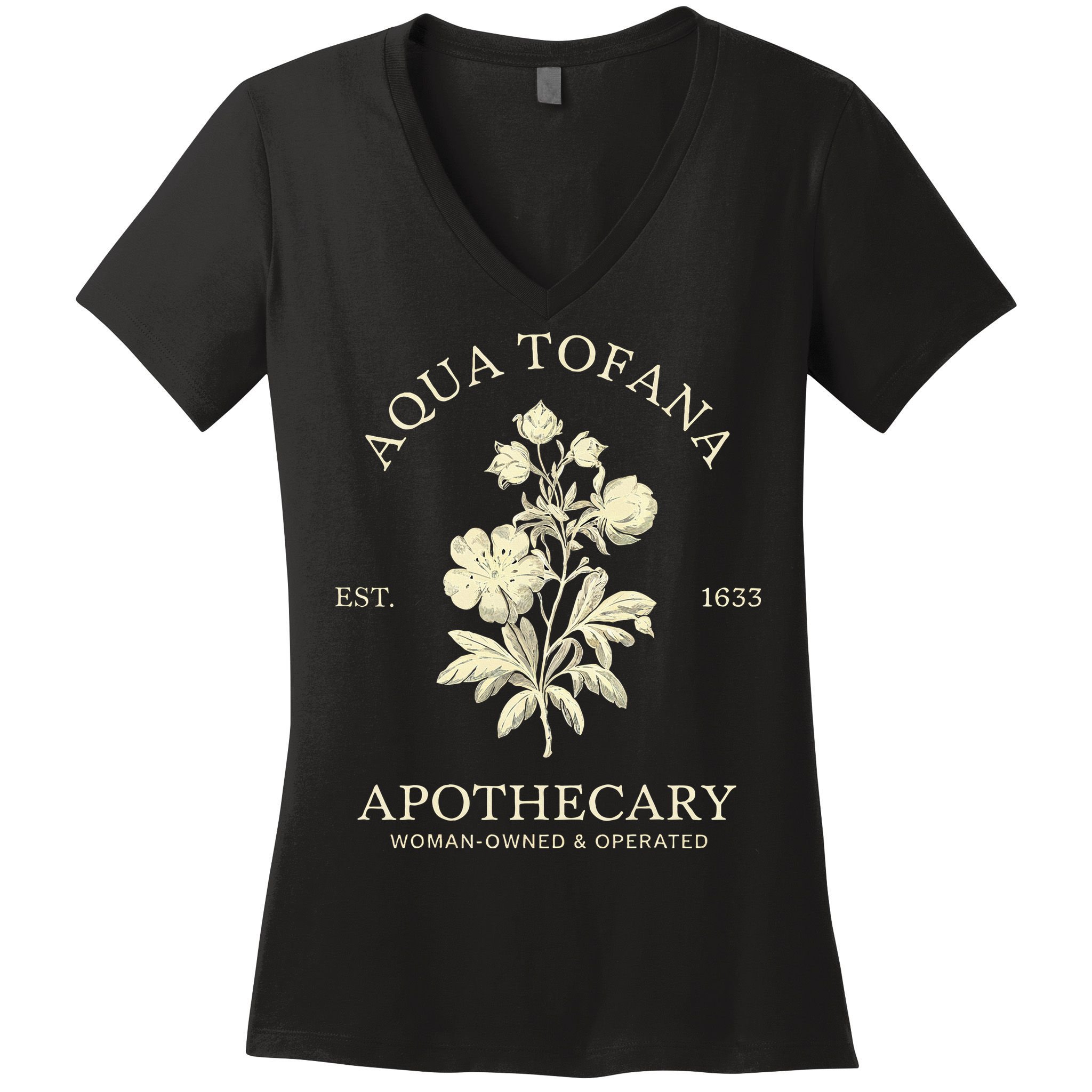 Feminist Aqua Tofana Apothecary Vintage Design Women's V-Neck T-Shirt