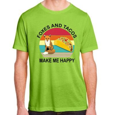 Foxes And Tacos Make Me Happy Retro Sunset Adult ChromaSoft Performance T-Shirt