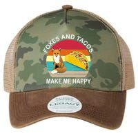 Foxes And Tacos Make Me Happy Retro Sunset Legacy Tie Dye Trucker Hat