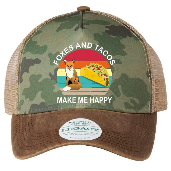 Foxes And Tacos Make Me Happy Retro Sunset Legacy Tie Dye Trucker Hat