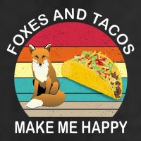 Foxes And Tacos Make Me Happy Retro Sunset 7 Panel Mesh Trucker Snapback Hat