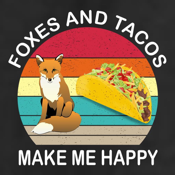 Foxes And Tacos Make Me Happy Retro Sunset 7 Panel Mesh Trucker Snapback Hat